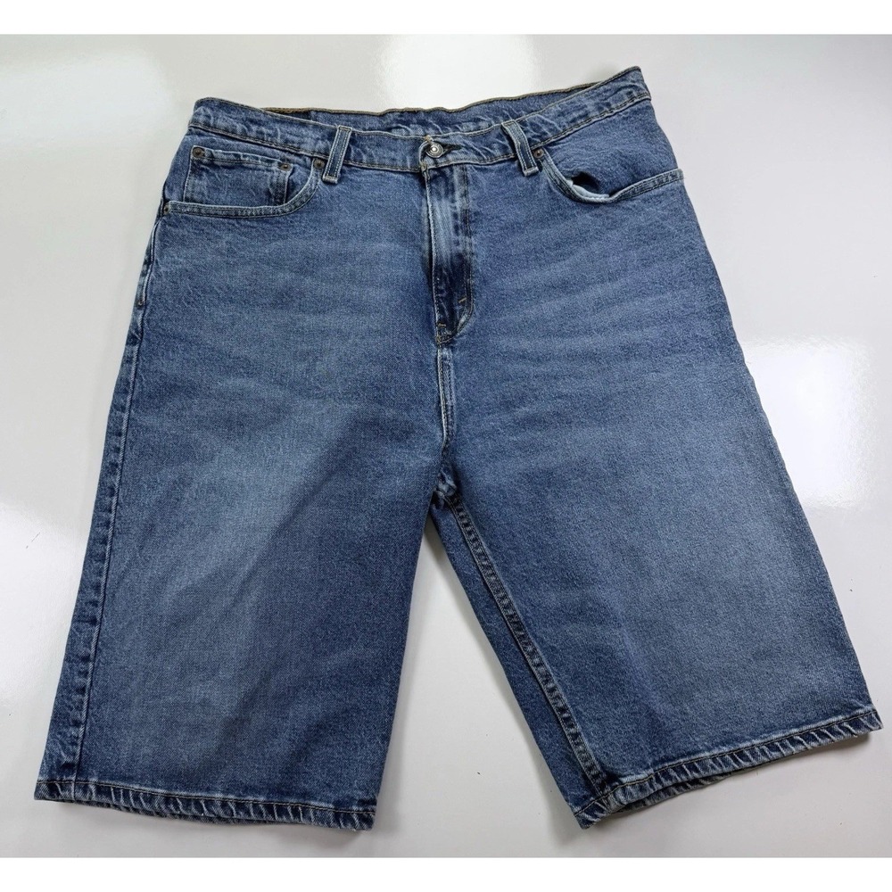 Levis‎ 569 Jean Shorts Mens 34x10 Relaxed Fit Loose cutoffs Blue Denim mid wash